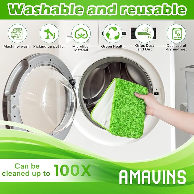 3 Pack Microfiber Cleaning Pads, Reusable Microfiber Mop Pads for 18 Inch Mop, Hardwood Floor Replacement Cleaning Mop Pads, Machine Washes