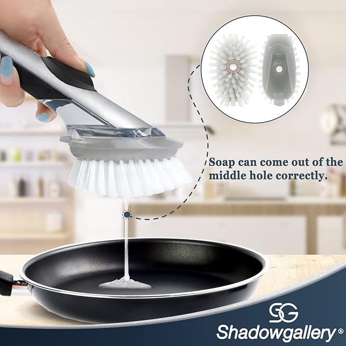 Shadowgallery Palm Brush Refills for OXO (New Generation) - 1 Count, White, Plastic/Nylon Bristles, Plastic Handle, Dish & Utensils