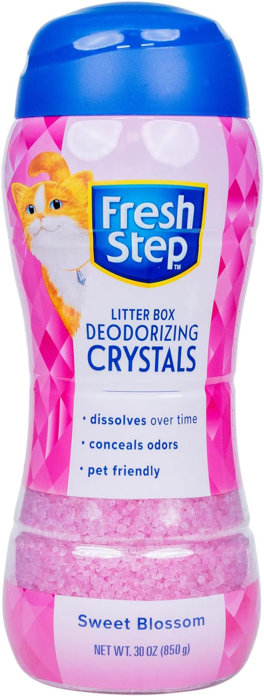 Fresh Step Cat Litter Crystals Deodorizer, Non Toxic Odor Neutralizing Crystals for Litter Boxes that Help Control Smells and Keep Home Areas Fresh, Sweet Blossom Scent, 30 Ounce