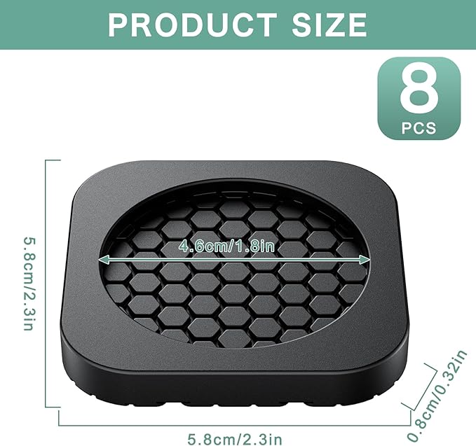 DEWEL Anti Vibration Pads for Washing Machine, Washer and Dryer Pedestals, 8 Pcs Rubber Washer Foot Pads Shock Absorbing & Non-Slip for Laundry Room