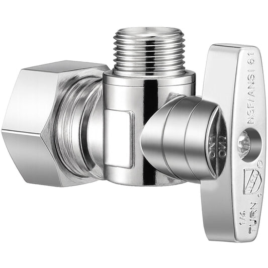 1 Pack Angle Stop Valve,1/4 Turn Water Shut Off Valves - Image 1