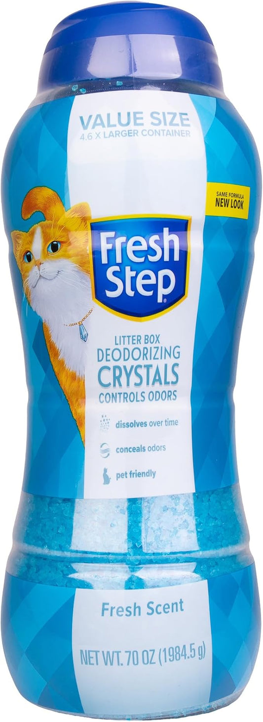 Fresh Step Cat Litter Crystals Deodorizer, Non Toxic Odor Neutralizing Crystals for Litter Boxes that Help Control Smells and Keep Home Areas Fresh, Fresh Scent, 70 Ounce