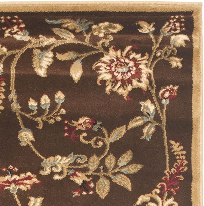 SAFAVIEH Lyndhurst Collection Runner Rug - 2'3" x 8', Brown & Multi, Traditional Floral Design, Non-Shedding & Easy Care, Ideal for High Traffic Areas in Living Room, Bedroom (LNH552-2591)