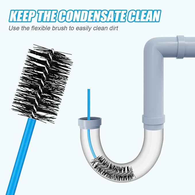 3pcs Premium Nylon PVC Drain Brushes - Flexible Pipe Cleaner with Soft Brush Head, Easily Cleans Dirt, Keeps Condensate Traps Clean