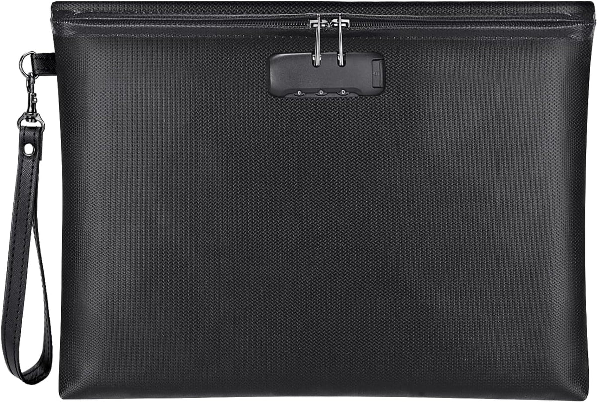 Fireproof Document Bag with Lock,Waterproof Money Pouch - Image 1