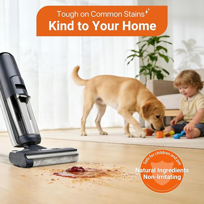 Floor Cleaner Compatible with Tineco Cleaning Solution, Suitable with All Robotic Vacuum Mop and Cordless Wet/Dry Vacuum Mop Cleaner, Multi-Surface Deodorizing & Cleaning Solution (1 L, Orange)