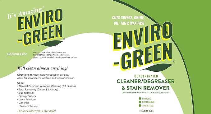 Enviro-Green Concentrate Cleaner/Degreaser & Stain Remover, 1-Gallon