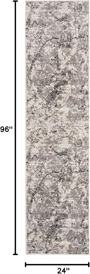 SAFAVIEH Skyler Collection 2' x 8' Grey/Ivory SKY186K Modern Abstract Non-Shedding Living Room Entryway Foyer Hallway Bedroom Runner Rug