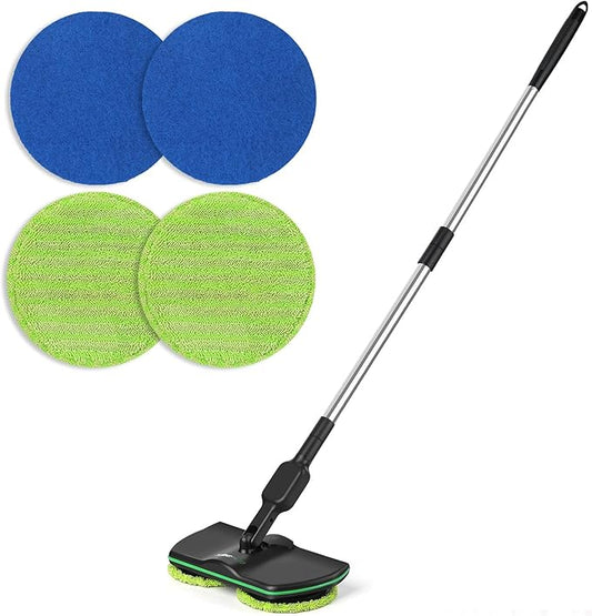 Battery Cordless Electric Mop,13-Inch Max Cleaning Pad Electric Spin Mop, Laminate Floor Cleaner for Mopping, Automatic Spin Mops for Hardwood, Tile (No Water Tank)