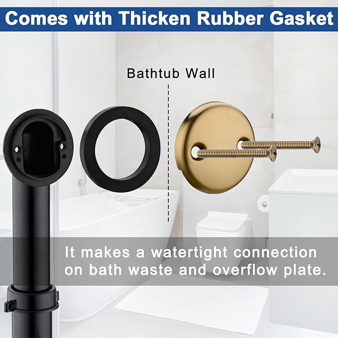 Brass Tip-Toe Tub Drain Kit with Basket Strainer and Two Hole Overflow Faceplate, Champagne Bronze