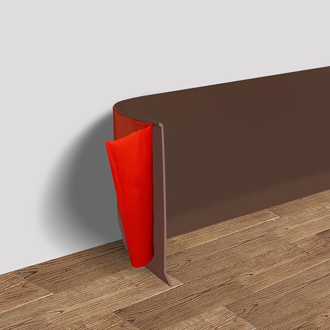 FONUNO Vinyl Wall Base Baseboard Molding Trim 4" Flexible Self Adhesive Rubber Wall Base Moulding Trim Peel and Stick Design, 4 Inch x 100 Feet, Brown