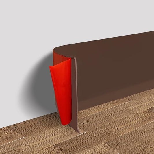 FONUNO Vinyl Wall Base Baseboard Molding Trim 4" Flexible Self Adhesive Rubber Wall Base Moulding Trim Peel and Stick Design, 4 Inch x 100 Feet, Brown