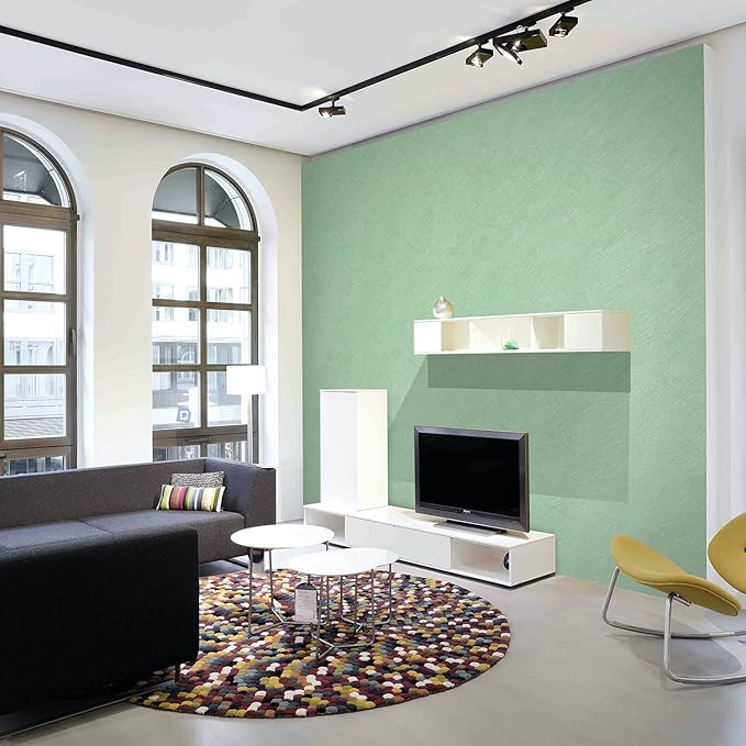 Peel and Stick Wallpaper Green Silk Wall Paper - 15.7 x 300 Inch Self Adhesive Wallpaper Peel and Stick, Easy to Paste Wall Contact Paper for Stand Liner, Table and Door Makeover Decor
