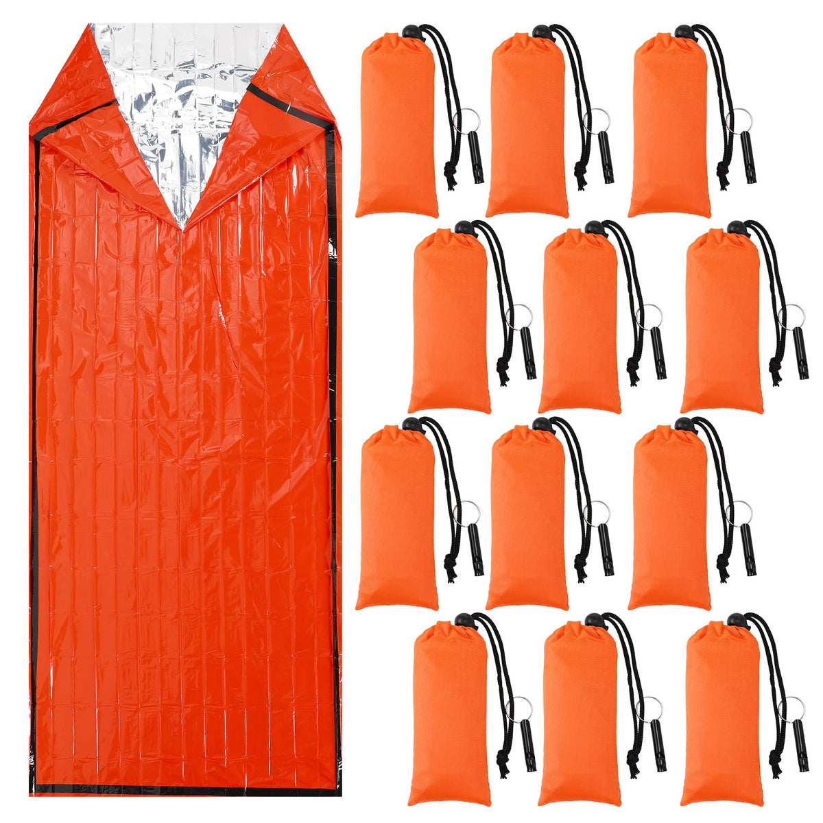 Qunclay 12 Set Emergency Sleeping Bag Survival Bivvy Sack - Image 1