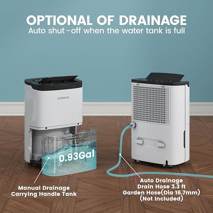 Kesnos 120 Pints 2025 Energy Star Dehumidifier for Home and Basement with Drain Hose, Ideal for Large Spaces Up to 6,500 Sq. Ft., Auto Defrost and Self Drying