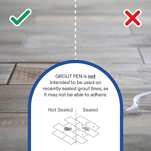 Grout Pen Grey Tile Paint Marker: Waterproof Grout Paint, Tile Grout Colorant and Sealer Pen - Narrow 5mm, 2 Pack with Extra Tips (7mL) - Grey