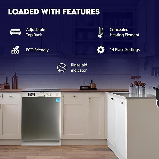 Equator24" Built in Dishwasher 14 Place Setting Wine Rack 8 Wash FAST 50 Delay1/2Load 110V E-Star ADA in Stainless