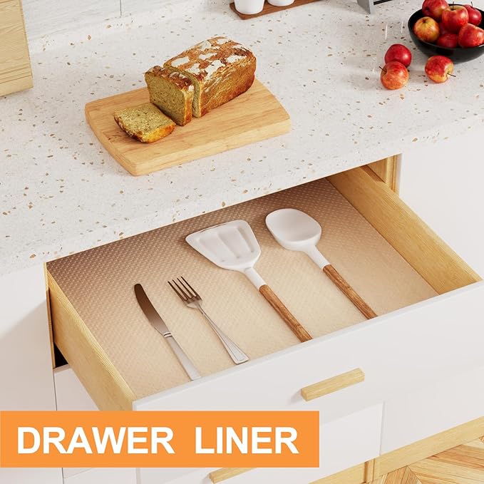 Clear Shelf Liner for Kitchen Cabinets: Translucent Easy to Cut Drawer Mat - Waterproof Cupboard Liner for Pantry Shelves Fridge 17.7" x 96"