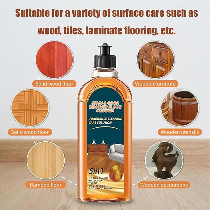 5-In-1 Floor Cleaner Pro, Hardwood Surface Wax/Shine/Oil, 2026 New Cleaning Care Solution, Odor Remover for Hardwood Floors for Mopping Home, Kitchen And Bathroom (2set)