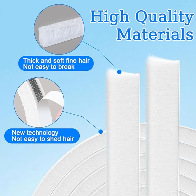 33 Ft Strong Adhesive Brush Weather Stripping for Sliding Windows and Door Frames-Seal Strip for Soundproofing,Waterproof,and Windproof-Durable and Wear Resistant,0.6 Thick