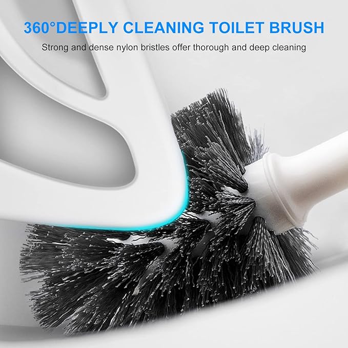 SetSail Toilet Brush and Plunger Set, Toilet Plungers for Bathroom Heavy Duty Toilet Bowl Brush and Holder+Floor Scrub Brush with 51In Long Adjustable Handle 2 in1 Scrape Brush for Shower Bathroom Tub