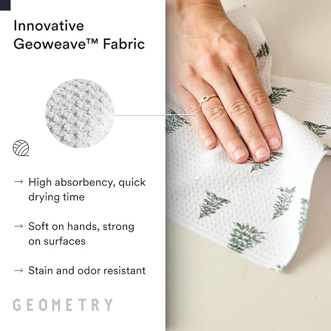 GEOMETRY Holiday Kitchen Dish Cloths - Quick Dry Dishcloths for Kitchen - Premium Dish Rags with Geoweave - 3-Pack Set (Wrapped Up, 10"x10")
