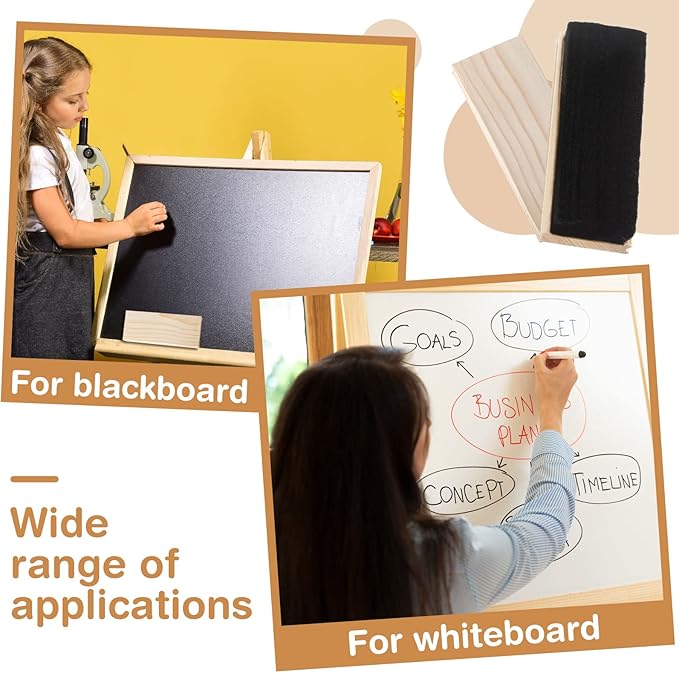 Felt Campus Style Erasers, Cleaner Dusters Felt Chalkboard Eraser for Kids Wood Chalk Eraser for Chalkboard Cleaners Dusters for Markers White Black Boards Paint School Students Teachers (36 Pieces)