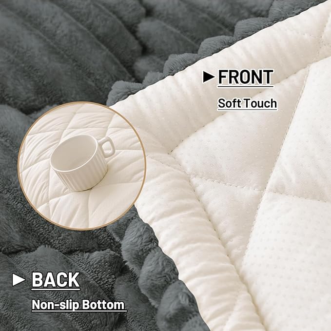 Smiry Pet Couch Cover for Dogs Washable, Non-Slip Fuzzy Couch Covers for 3 Cushion Sofa Pet Friendly, Soft Thick Furniture Protector Sofa Slipcover Mat for Dogs (Dark Grey, 27.6" x 88")
