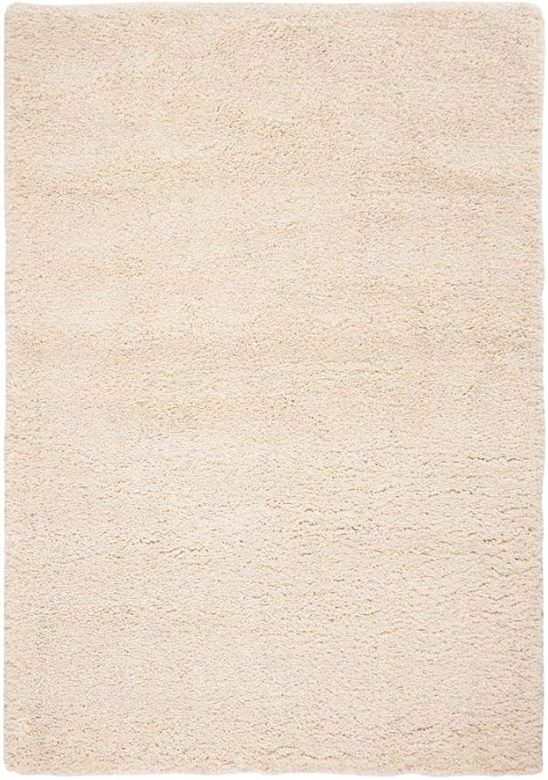 SAFAVIEH Fontana Shag Collection Area Rug - 6'7" x 9', Creme, Solid Design, Non-Shedding & Easy Care, 2-inch Thick Ideal for High Traffic Areas in Living Room, Bedroom (FNT800B)
