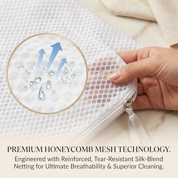 4-Pack Laundry Bags, 40cm Mesh Wash Bags for Delicates & Clothes, Zippered Laundry Organizer Bags for Washing Machine, Soft, Durable & Reusable (White)