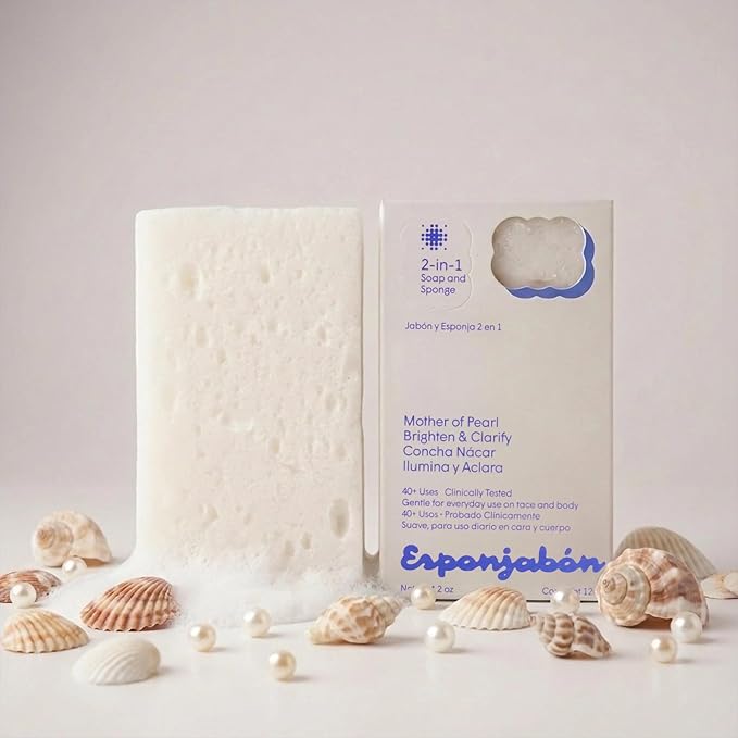 T.Taio Esponjabon Mother of Pearl Soap Sponge - Cleansing Shower Scrubber - Cleaning Bath Wash Scrub - Oil Removal - Massage & Lather Foot, Elbow, & Face - Bathroom Accessories - Fresh Scent (10-pack)