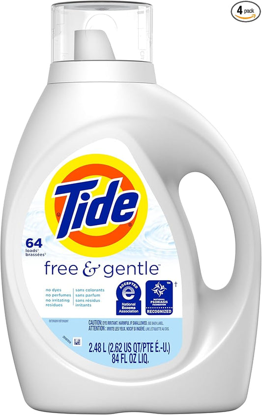 Free and Gentle Liquid Laundry Detergent 64 Loads 84 oz Bottle 4/Carton