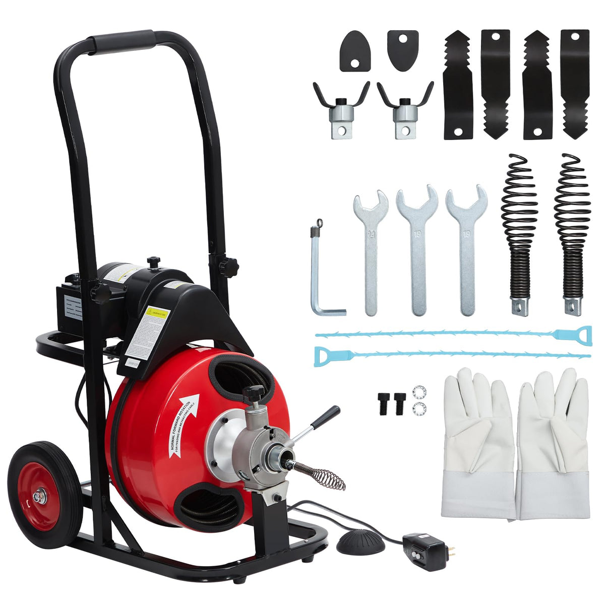 370W Auto-Feed Electric Drain Auger, 100ft x 3/8in Sewer Cleaning - Image 1