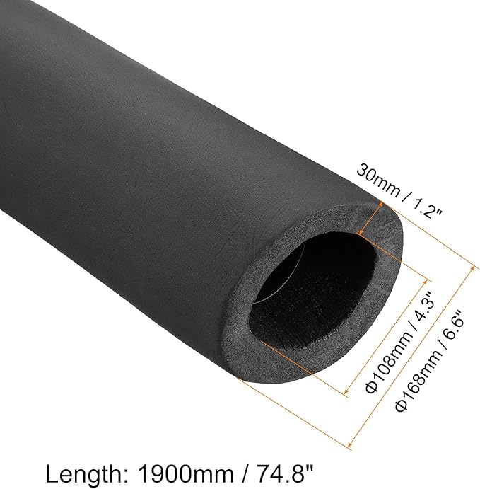 PATIKIL 74.8"L x 4-1/4"ID x 1.2"T Pipe Insulation Foam Tube, Water Pipe Insulation Tubing Heat Preservation for Plumbing Water AC Pipe Sprinkler Spigot, Black