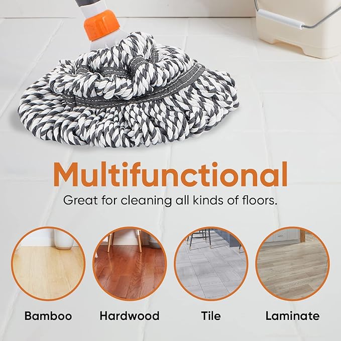 Superio Twist Mop Heads Self Wringing Mop Replacement Microfiber Mop Refill Commercial/Industrial Use.-Grey