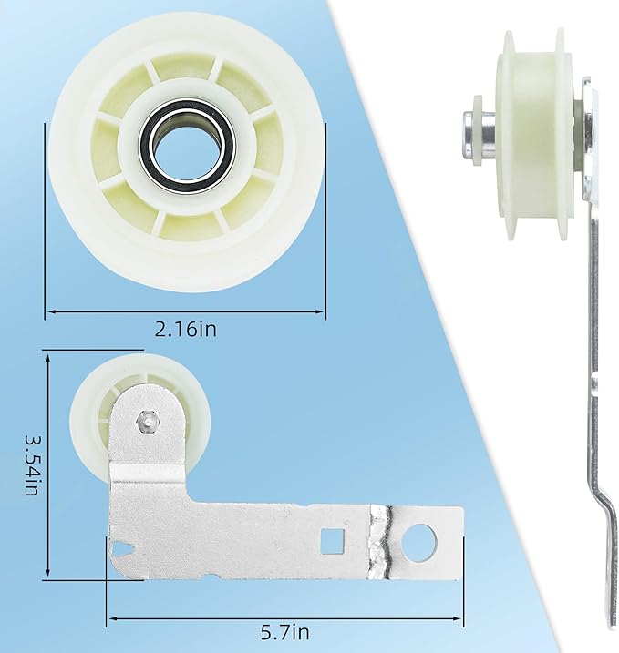 (2024 Upgraded Ball Bearings) 661570 & 279640 & W10837240 Dryer Idler Pulley Assembly with Bracket and Dryer Drum Belt Compatible with Whirl-Pool Replaces 3387372 PS11726337 W10547287 by Romalon