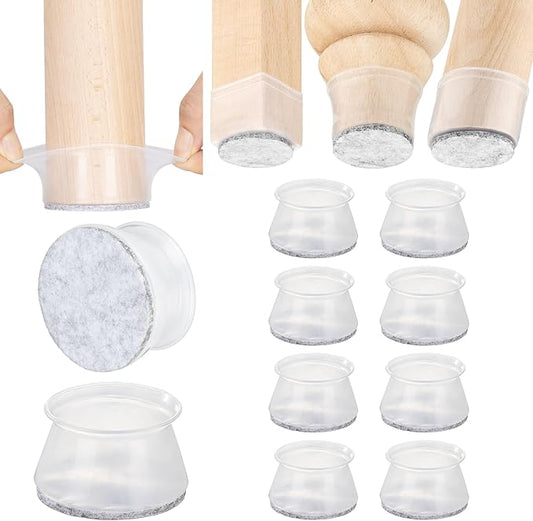Aneaseit Chair Leg Floor Protectors - 8 pcs Clear - Felt Bottom Silicone Pads for Hardwood Floors & Furniture Feet - Rubber Caps for Chairs - X-Large