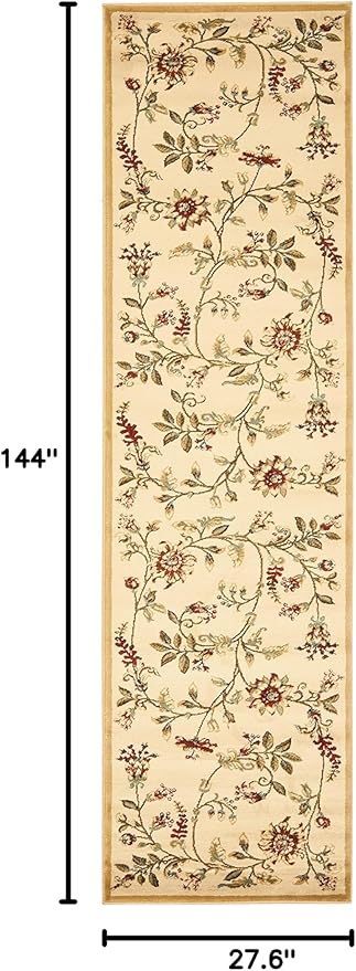 SAFAVIEH Lyndhurst Collection Runner Rug - 2'3" x 12', Ivory & Multi, Traditional Floral Design, Non-Shedding & Easy Care, Ideal for High Traffic Areas in Living Room, Bedroom (LNH552-1291)