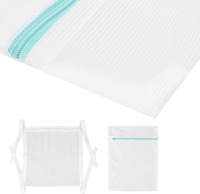 2 Pcs Shoe Washing Machine Bag Mesh Laundry Sneaker Dry Bags Reusable Shoe Cleaning Bags HoneyComber Shoes Net Bag with Zipper and Strap for White Wash Reused Tool Dryer Accessories