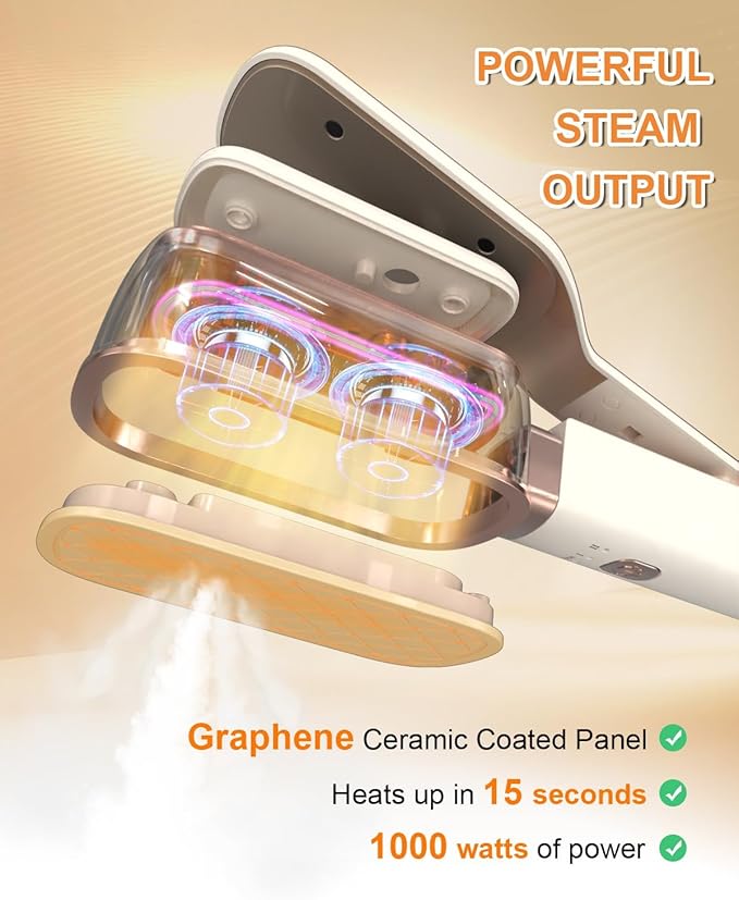 Travel Steamer for Clothes, 3 in 1 Portable Handheld Steamer, Steam Iron Wet & Dry Ironing,15s Fast Heat Up, 180° Flip, 1000W Light Mini Steam Iron for Travel and Home (Beige)