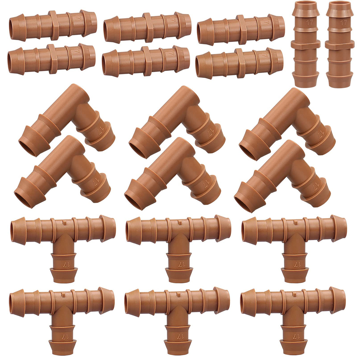 Irrigation Fittings Kit for 1/2"(.600" ID) Tubing,20 Pieces Set-8 - Image 1