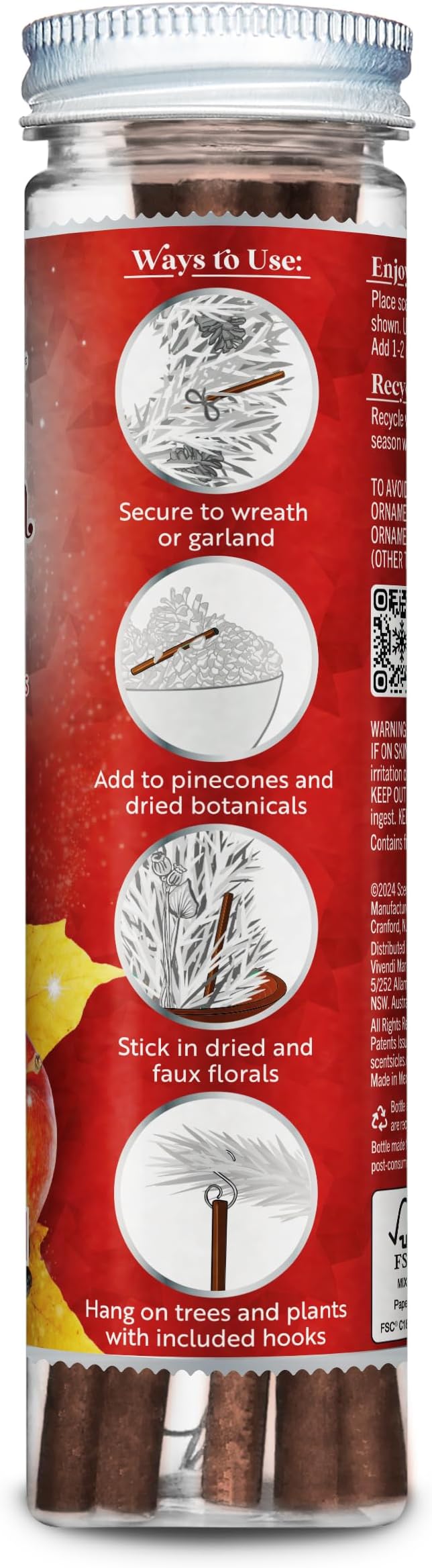 Scentsicles Pumpkin n Cider Scented Christmas Ornaments with Hooks - 2 Bottles (12 Sticks Total)