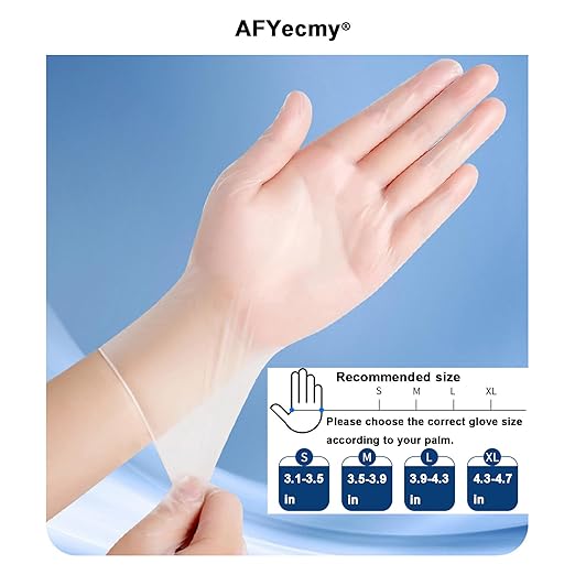 Clear Vinyl Gloves, Powder-Free & Latex-Free, Disposable Clear Gloves, Cleaning Gloves,5 Mil, 100 Count, Medium