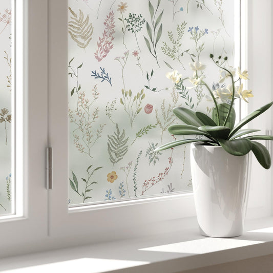 17.3" x 78.7" Window Privacy Film Stained Glass Floral - Image 1