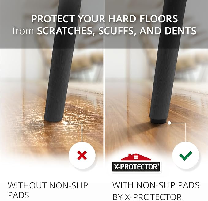 X-Protector Screw On Rubber Feet - 32 PCS 0.7" - Premium Non Slip Furniture Pads - Anti Skid Pads for Furniture Feet - Chair Leg Protectors - Furniture Grippers for All Surfaces - Protect Any Floors!