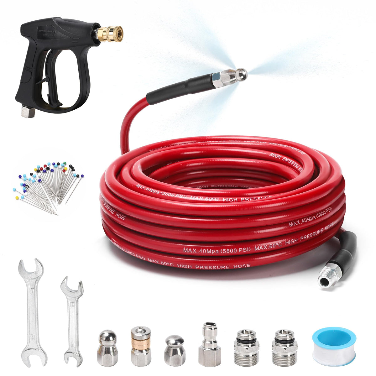 Sewer Jetter Kit for Pressure Washer 50 FT, Drain Cleaner - Image 1