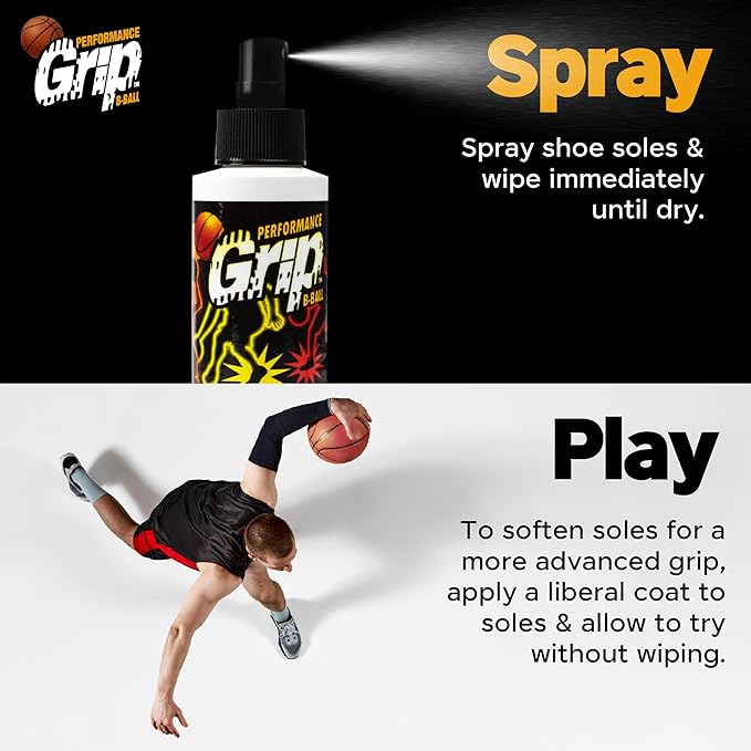 Performance Grip Basketball Shoe Spray 8 Oz – Grip Spray for Basketball Shoes Bottom – Non-Sticky Mist That Rejuvenates Soles & Boosts Traction