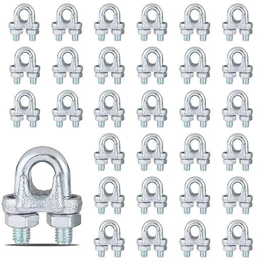 30PCS M5 Heavy Duty Wire Rope Clamps, 3/16-Inch Zinc Plated Wire Cable Clamps for Secure Connections – Boat, Tent, Clothesline, Rigging & More