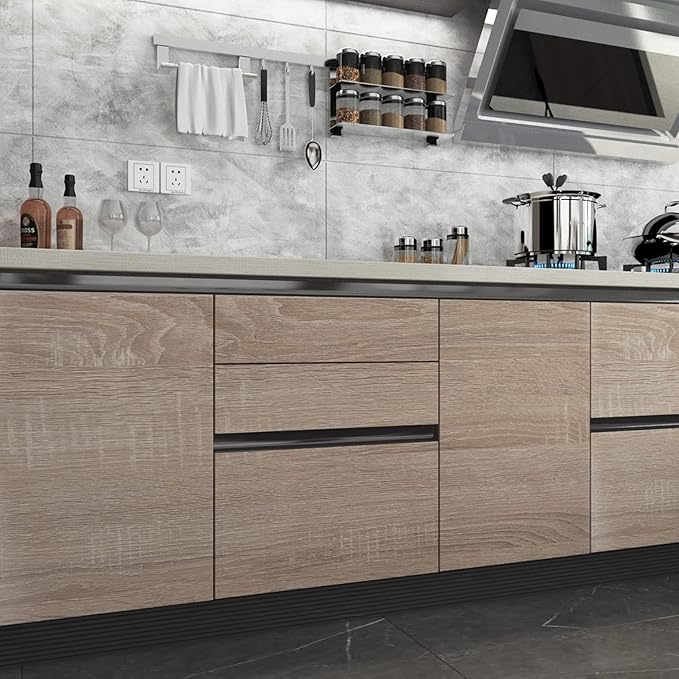 48x118inch Extra Wide Light Brown Wood Wallpaper Peel Stick Gray Oak Contact Paper Wood Vinyl Wrap for Cabinets Countertops Furniture Waterproof Bubble Free Design Natural Wood Contact Paper