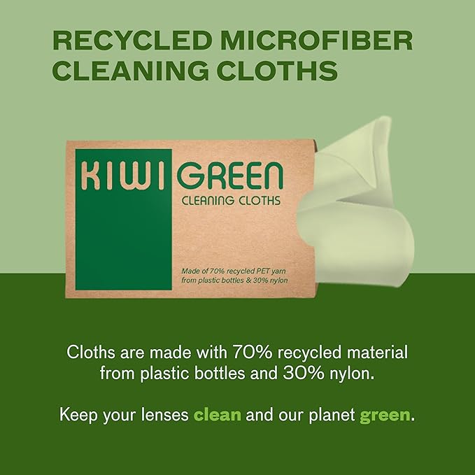 Kiwi Green Eyeglass Lens Cleaner Spray Kit | 3X Lens Cleaner + 3X Microfiber Cloth | Alcohol Free Eyeglasses, Screen Cleaning Kit | USA Made (6 Piece Set)